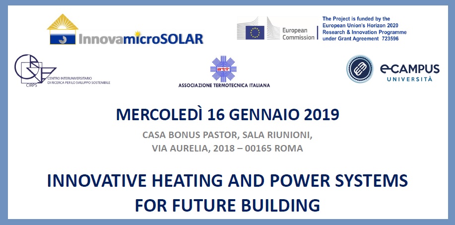 Roma, 16 gennaio: Workshop Innovative Heating and Power Systems for Future Building